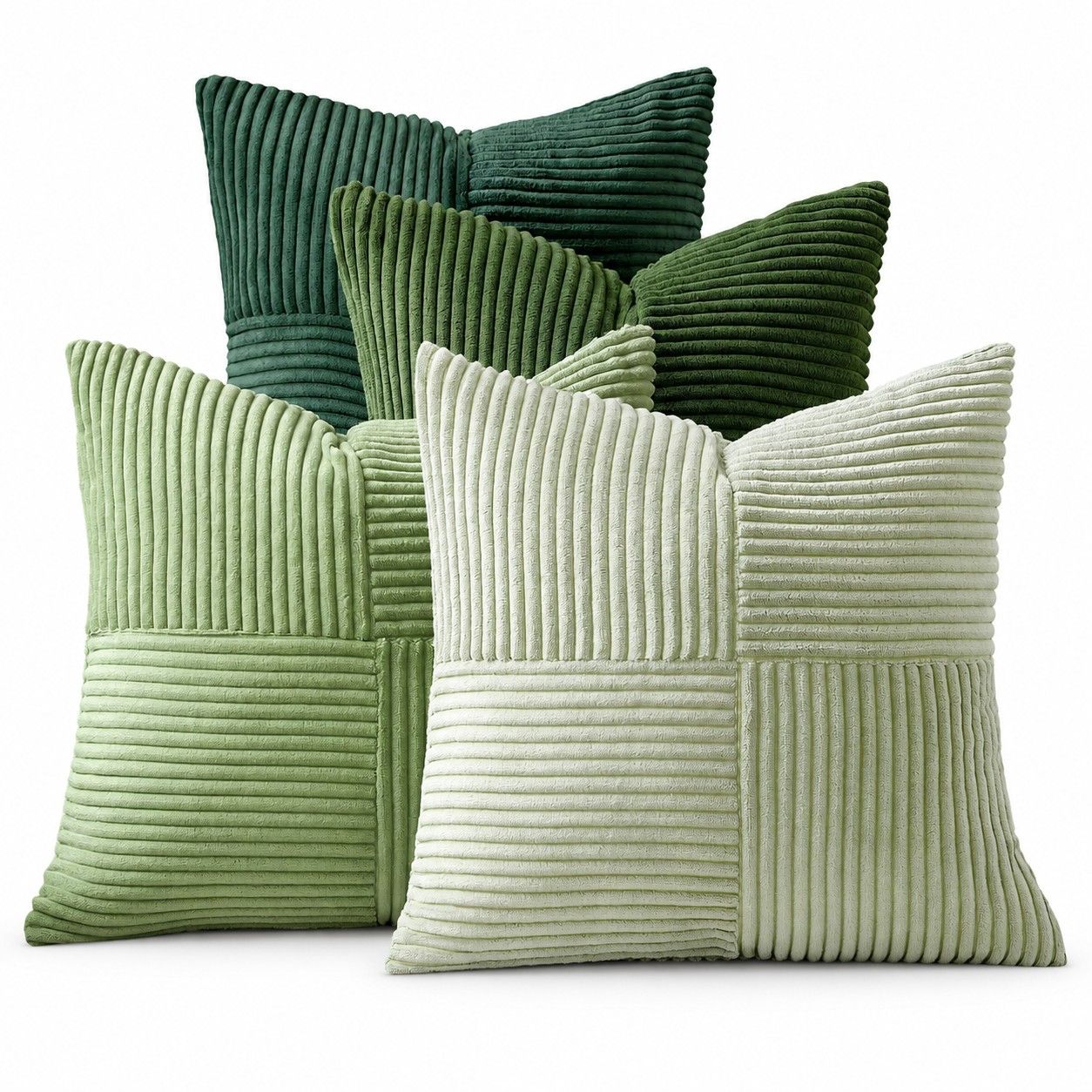 4 Pack Patchwork Corduroy Throw Pillow Covers 18 x 18 Inch for Sofa and Bed