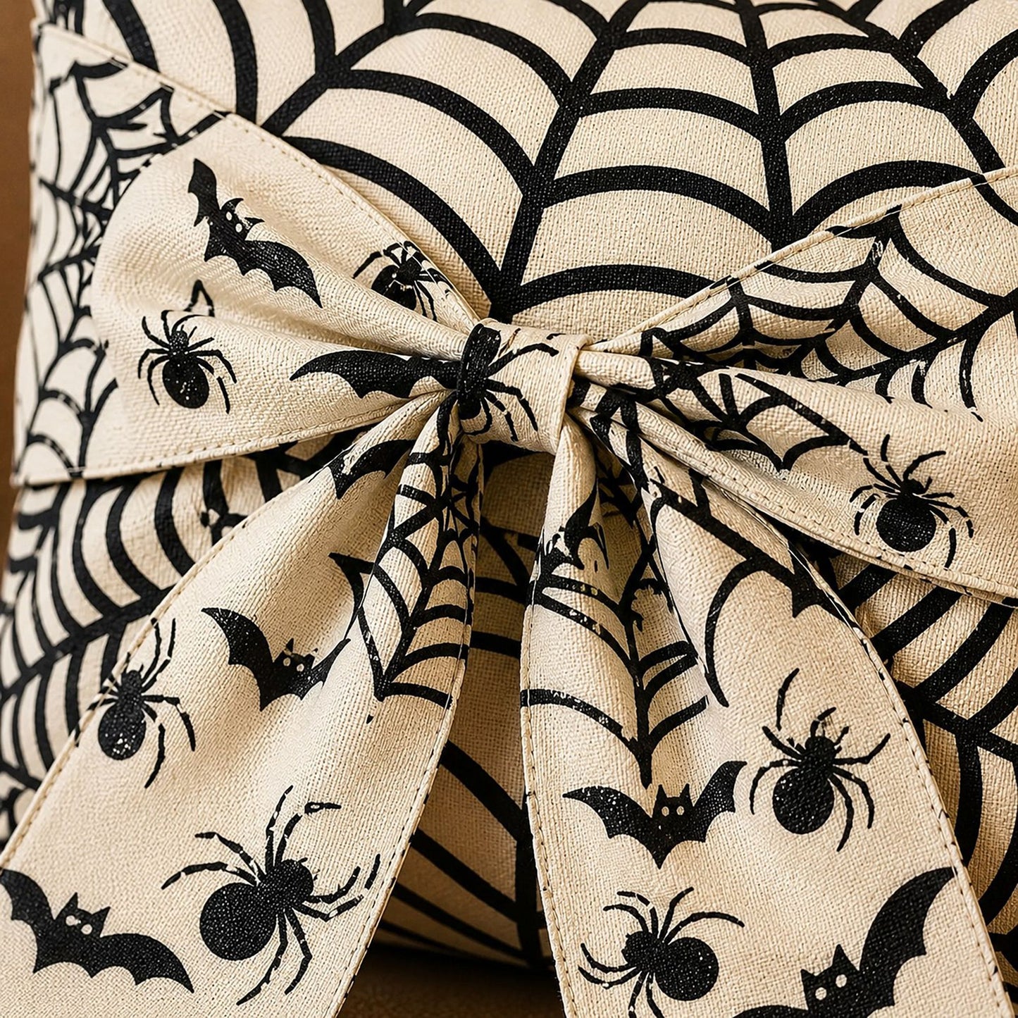 Halloween Throw Pillow Cover with Decorative Bow 18 x 18 Inch