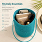 Shimmery Woven Bucket Shoulder Bag Blue Small Crossbody Purse with Braided Strap for Daily Essentials