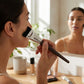2 Piece Angled Makeup Brush Set with Firm Synthetic Bristles for Foundation Contour and Precision Face Makeup