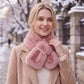 Plush Faux Fur Scarf Soft Slip Through Neck Warmer with Pearl Look Bead Trim 31.5*4.7 Inches