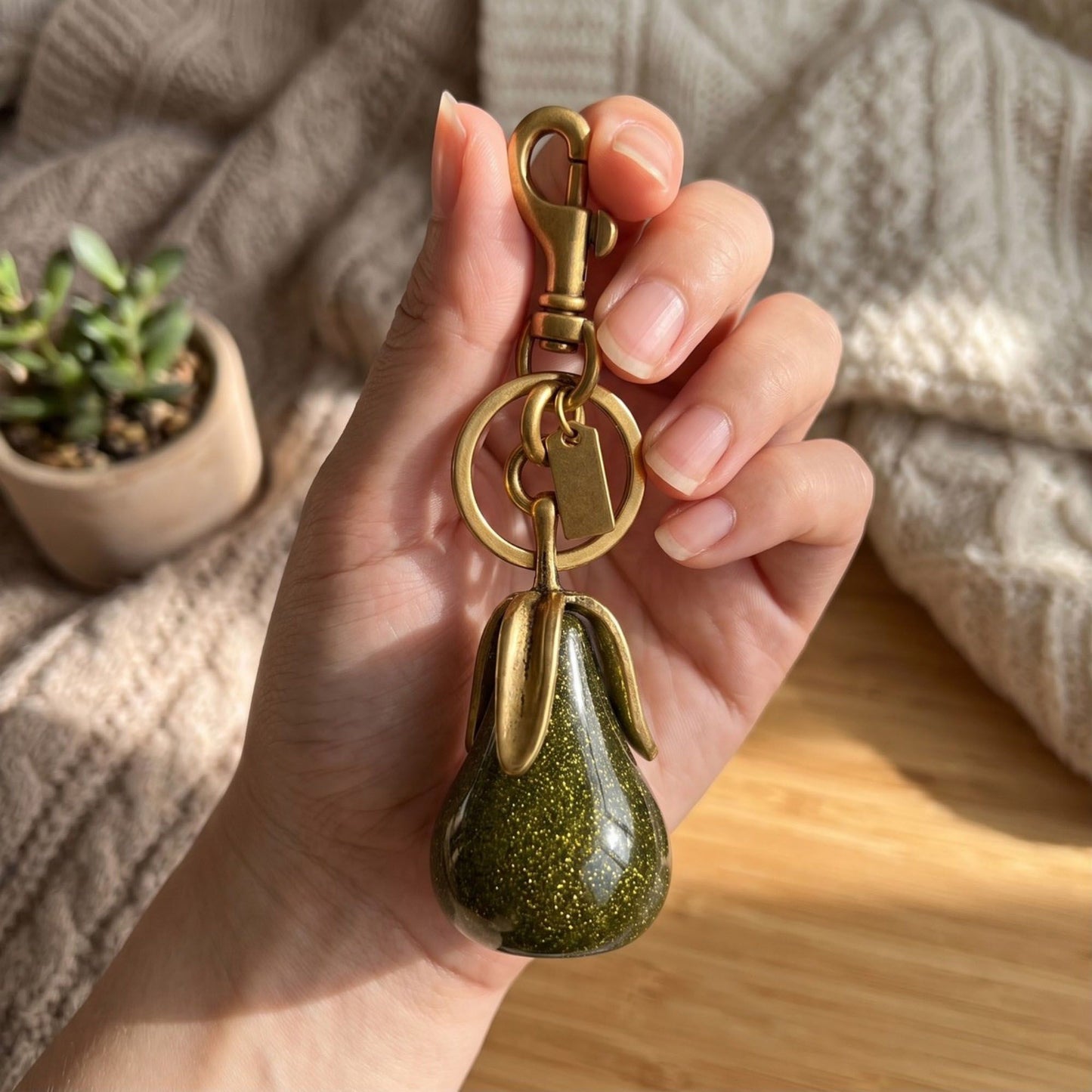 Glitter Pear Keychain and Bag Charm