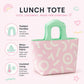 Printed Lunch Tote Bag with Padded Handles and Zipper Closure