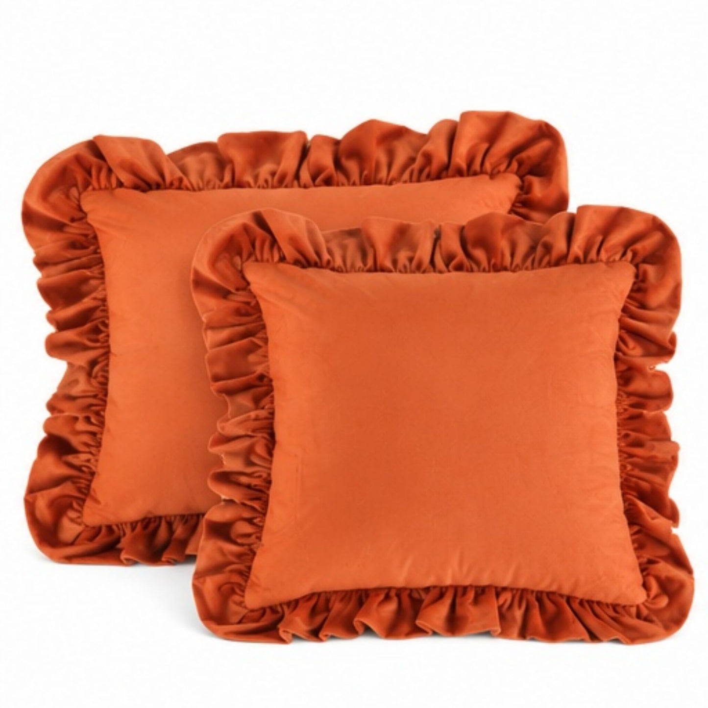 Velvet Ruffle Decorative Throw Pillow Cover Set of 2