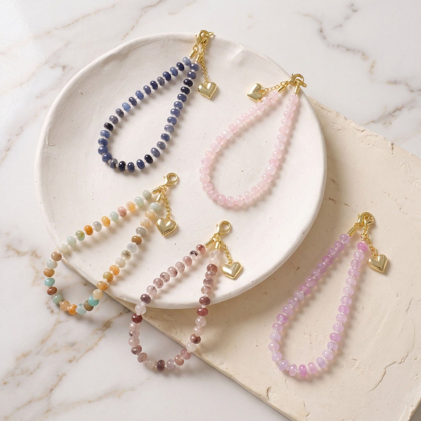 Beaded Phone Wrist Strap with Heart Charm