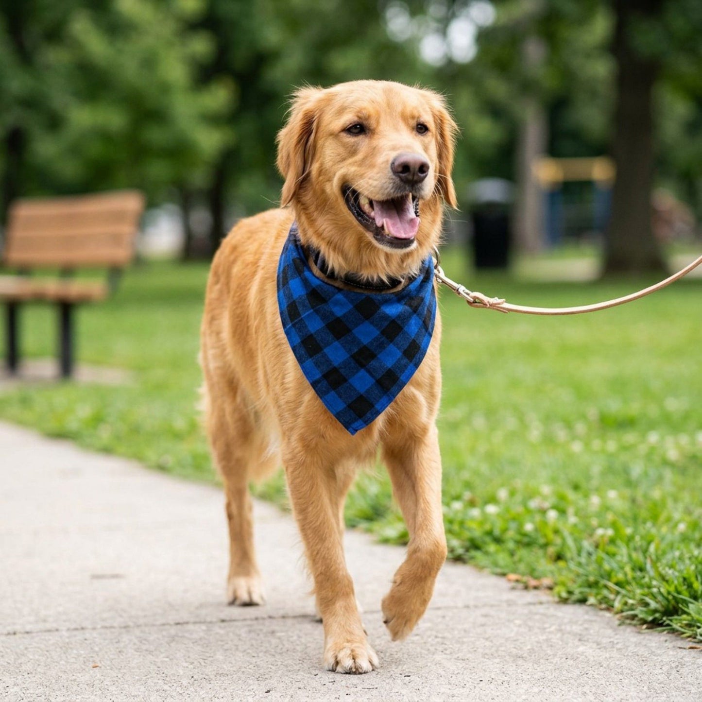 Red Plaid Pet Bandana Scarf Tie-On Triangle Neck Accessory Classic Buffalo Check