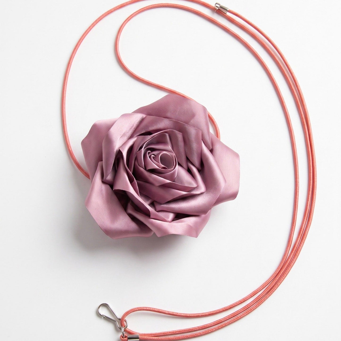 Single Satin Rose Fabric Wrap Waist Belt Adjustable Floral Statement Waist Jewelry 43.3in