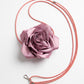 Single Satin Rose Fabric Wrap Waist Belt Adjustable Floral Statement Waist Jewelry 43.3in