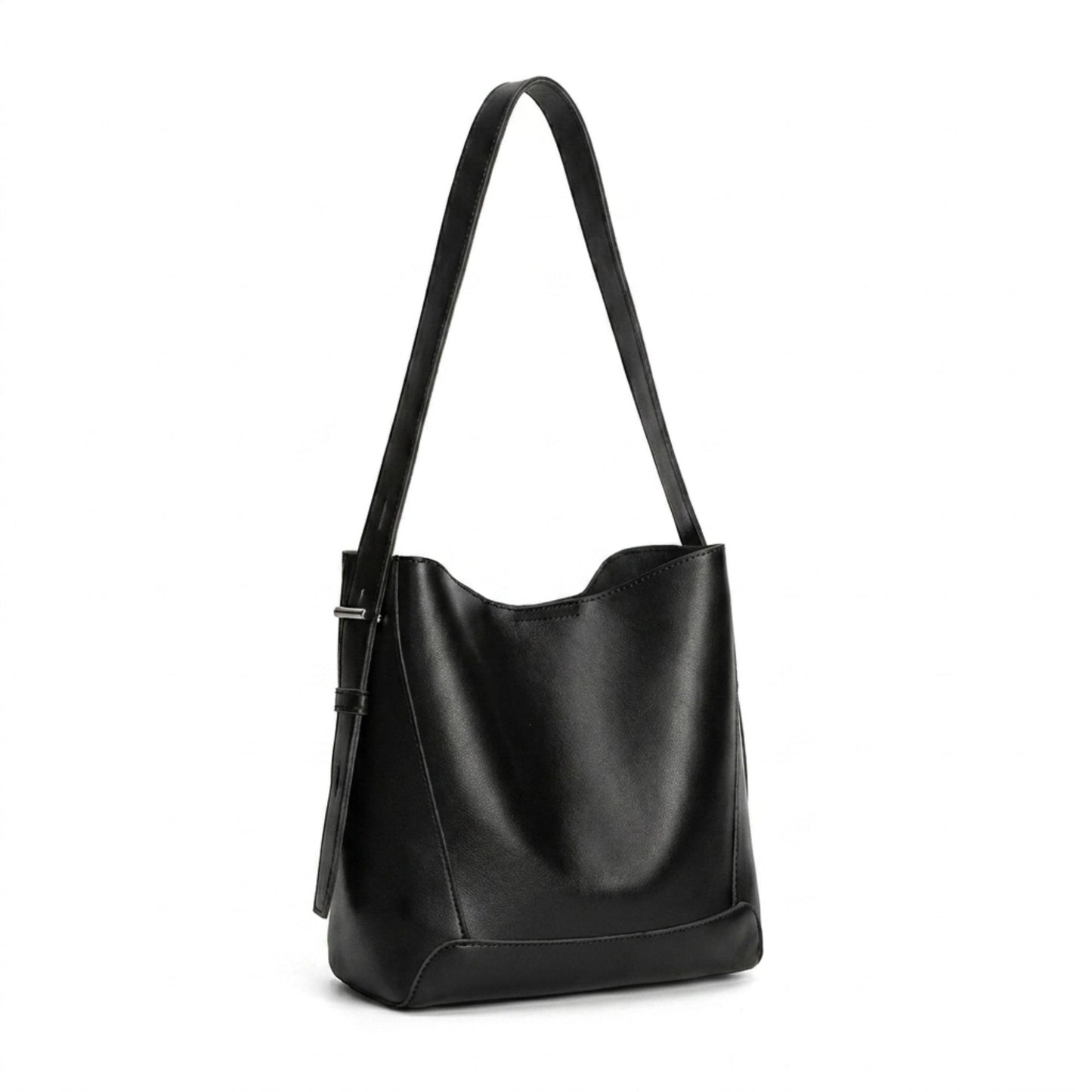 Bucket Shoulder Bag with Adjustable Strap and Interior Zipper Pouch