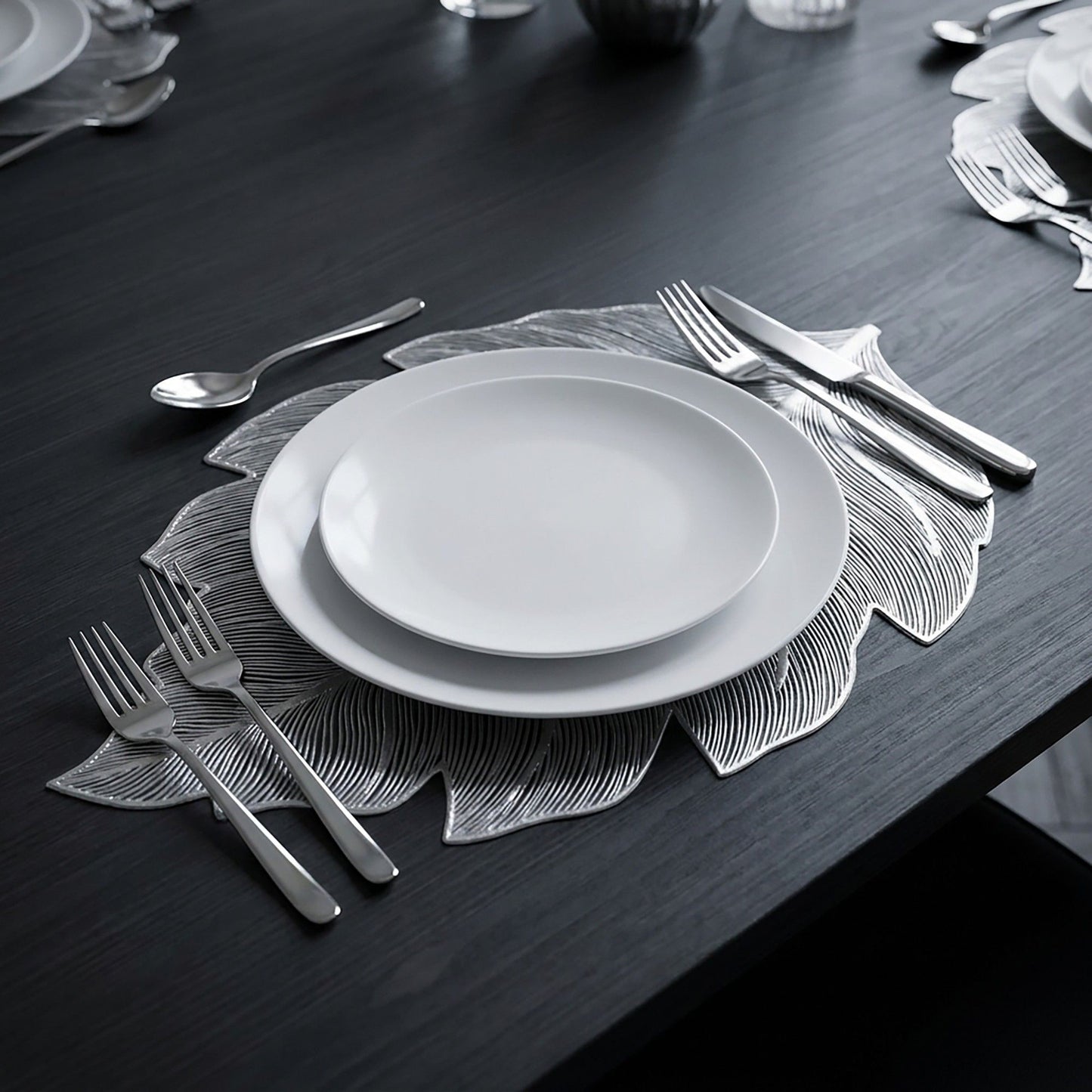 4 Pack Leaf Shaped PVC Placemats Washable Heat Resistant Table Mats