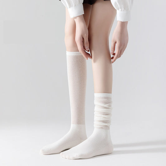 2-Pack Cotton Mesh Knee High Socks Dual-Layer Design Lightweight Breathable Fit