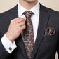 Men's Floral Pattern Tie Gift Set with Matching Pocket Square Cufflinks and Silver Tie Clip