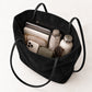 Faux Suede Tote Bag with Double Shoulder Handles Magnetic Closure and Interior Pockets