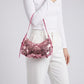 Sequin Crescent Shoulder Bag with Disc Paillette Details and Slim Strap