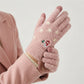 Fuzzy Christmas Touchscreen Gloves with Snowman and Stars