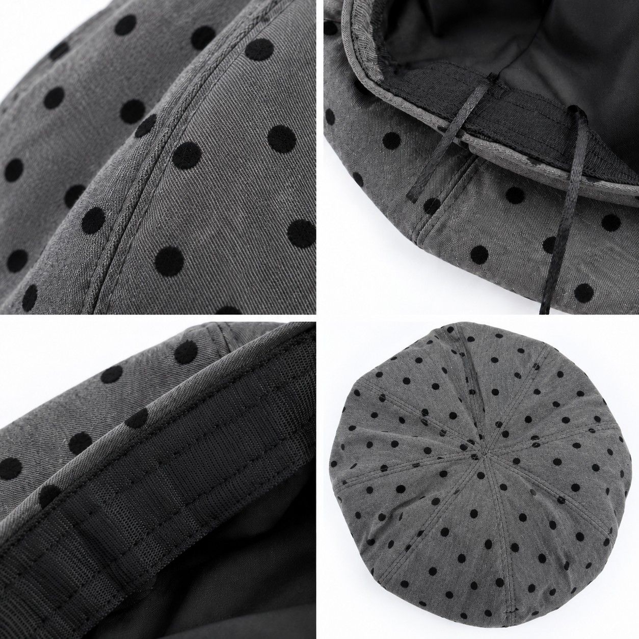 Polka Dot Beret Hat Lightweight French Painter Cap Adjustable Casual Style