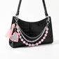 Layered Beaded Bag Charm Chain with Heart Mirror and Mini Comb