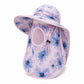 Floral Wide Brim Sun Hat with Face Cover Neck Flap and Mesh Breathing Panel