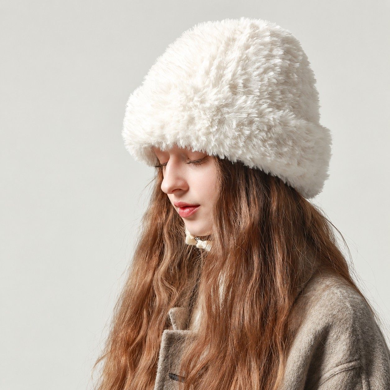 Fuzzy Knit Beanie Hat Soft Plush Cuffed Winter Cold Weather Cap