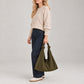 Large Suede Look Hobo Shoulder Bag with Knotted Strap and Magnetic Closure