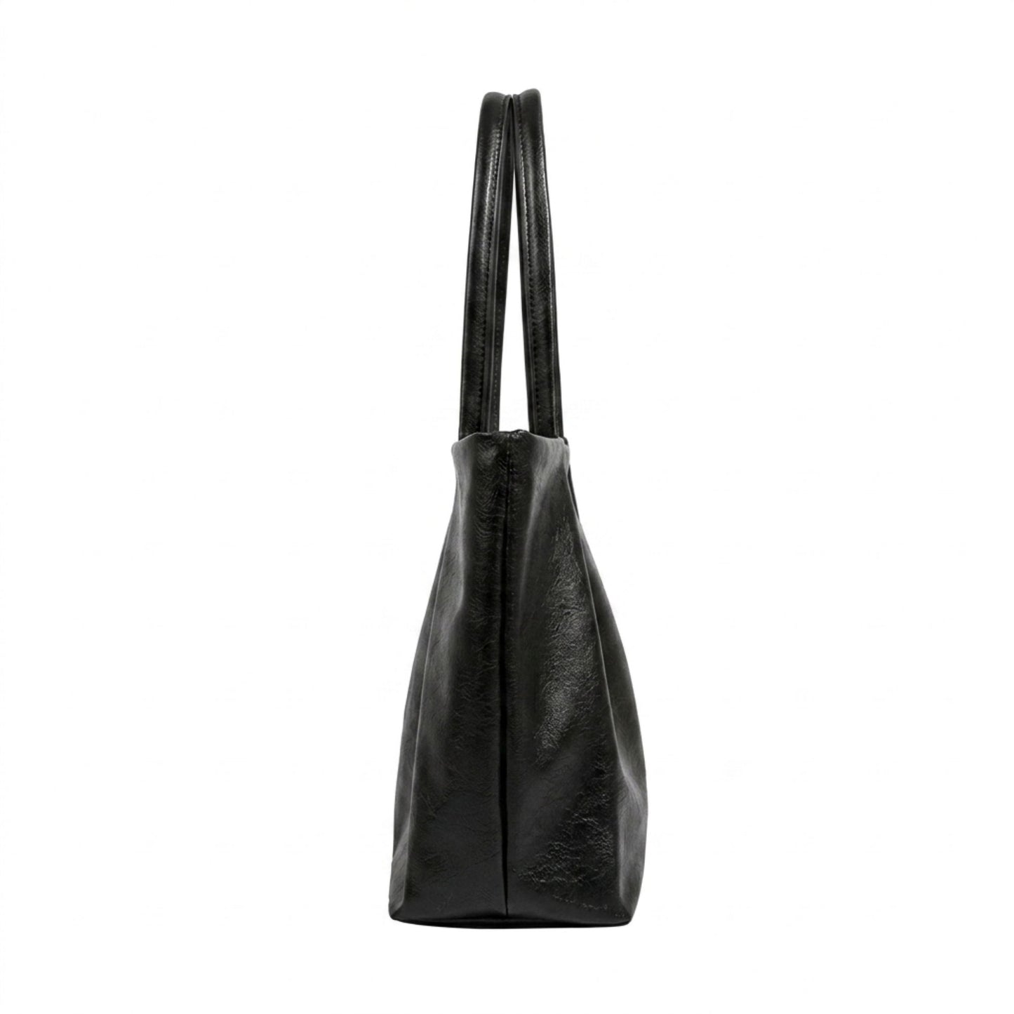 Large Capacity Pleated Faux Leather Shoulder Tote Bag for Work