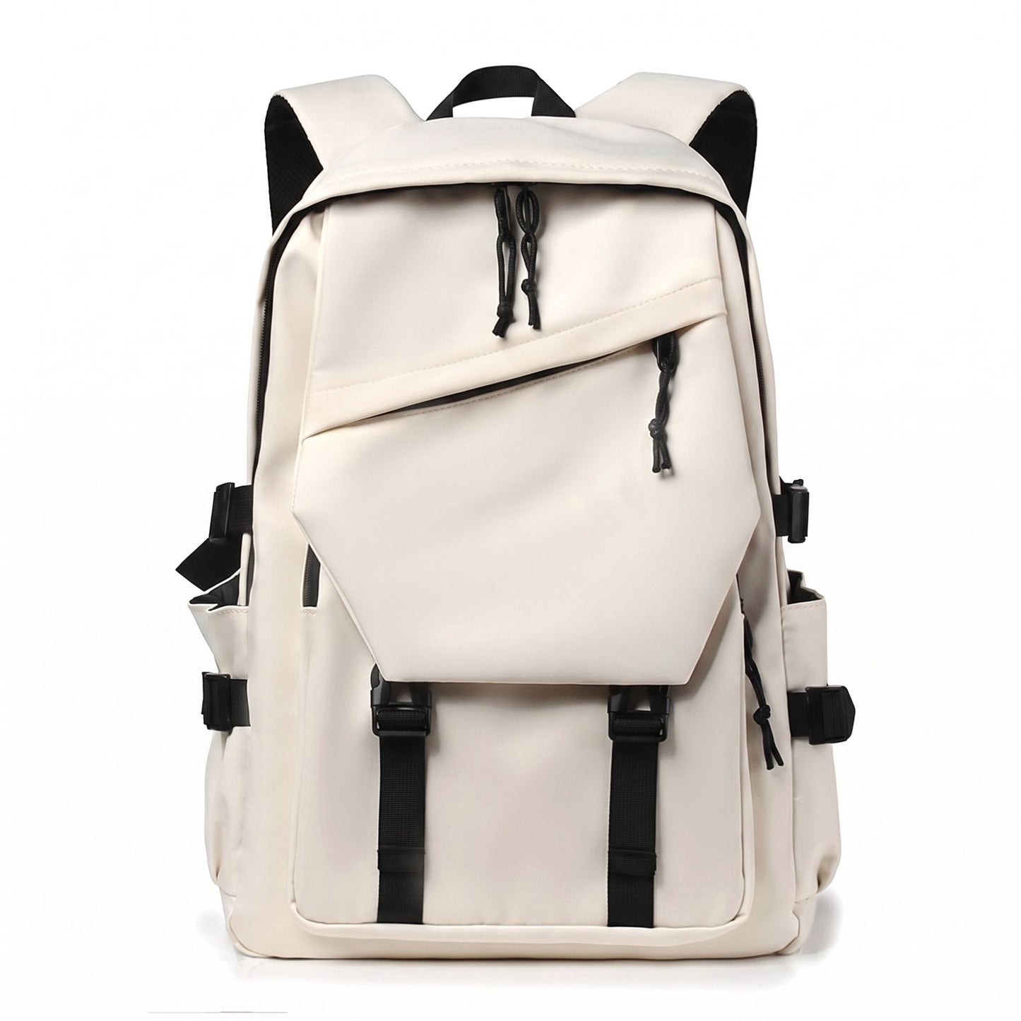 Large Laptop Backpack with Front Flap Pocket Buckle Straps Side Pockets and Padded Shoulder Straps