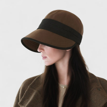 Wide Brim Bucket Hat with Contrast Band and Structured Design