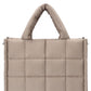 Quilted Puffer Tote Bag with Top Handles and Adjustable Crossbody Strap 11x10x5.5in