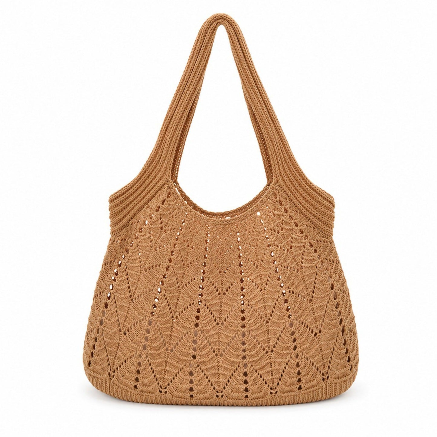 Crochet Tote Bag Lightweight Shoulder Bag with Openwork Knit Texture
