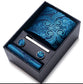 Men's Floral Pattern Tie Gift Set with Matching Pocket Square Cufflinks and Silver Tie Clip