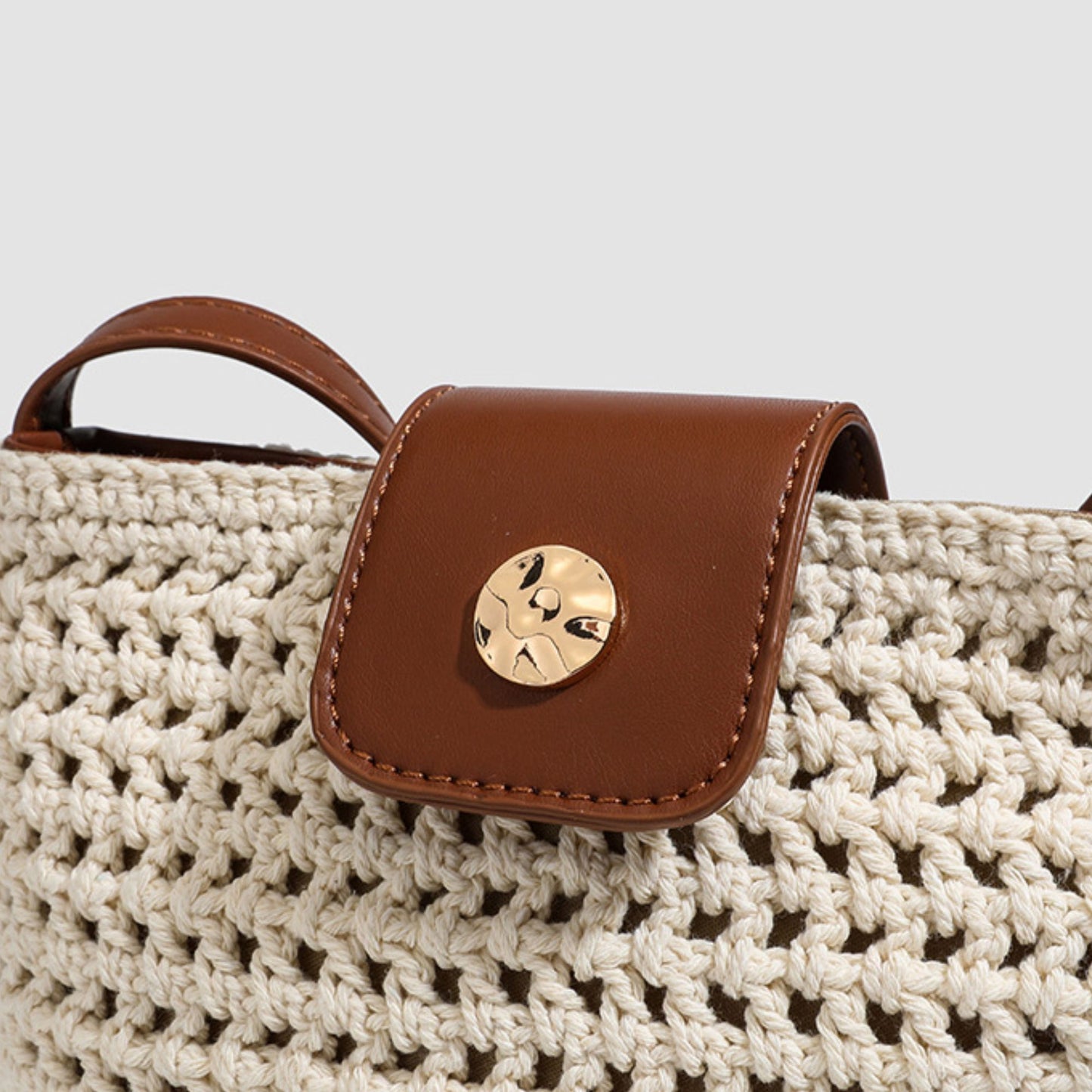 Crochet Crossbody Bag with Flap Closure and Adjustable Strap