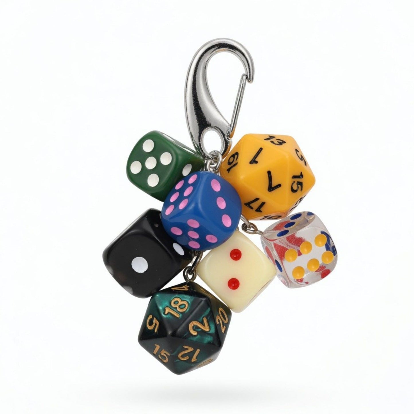 Dice Charm Keychain with Multi Dice Pendant Set Game Theme Bag Charm Key Ring Accessory