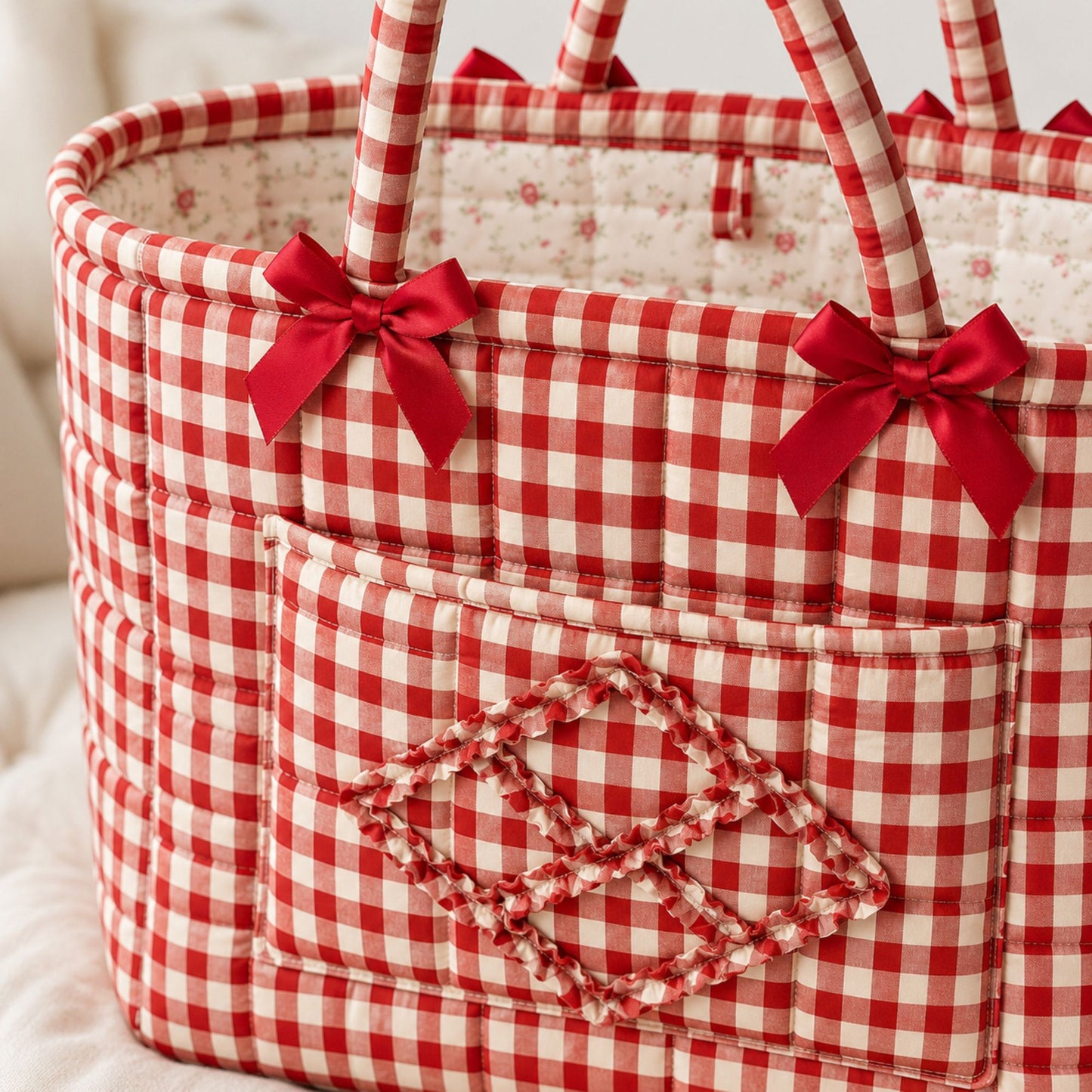 Large Quilted Storage Caddy Organizer Tote with Handles