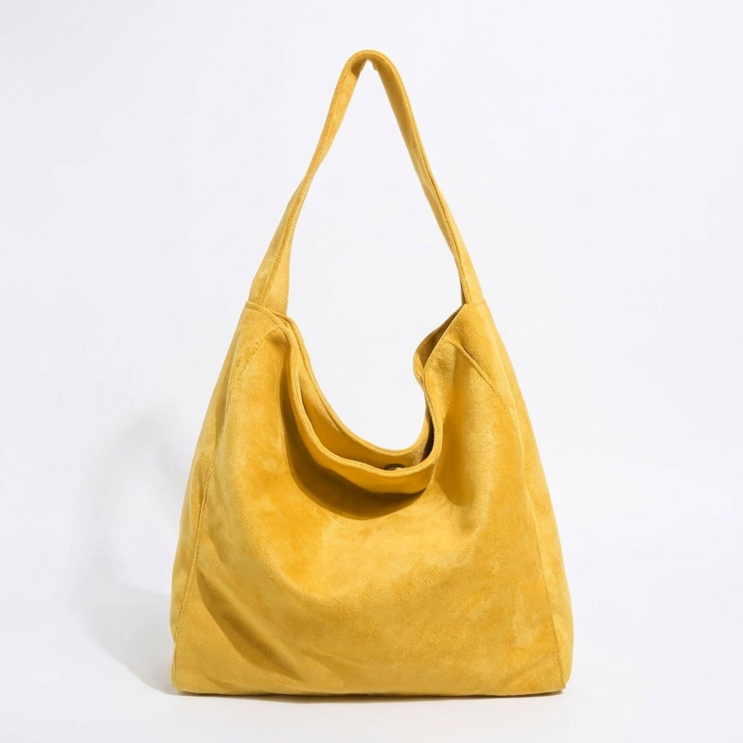 Faux Suede Tote Bag Large Capacity Slouchy Shoulder Bag with Magnetic Closure