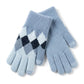 Fuzzy Argyle Touchscreen Gloves for Cold Weather