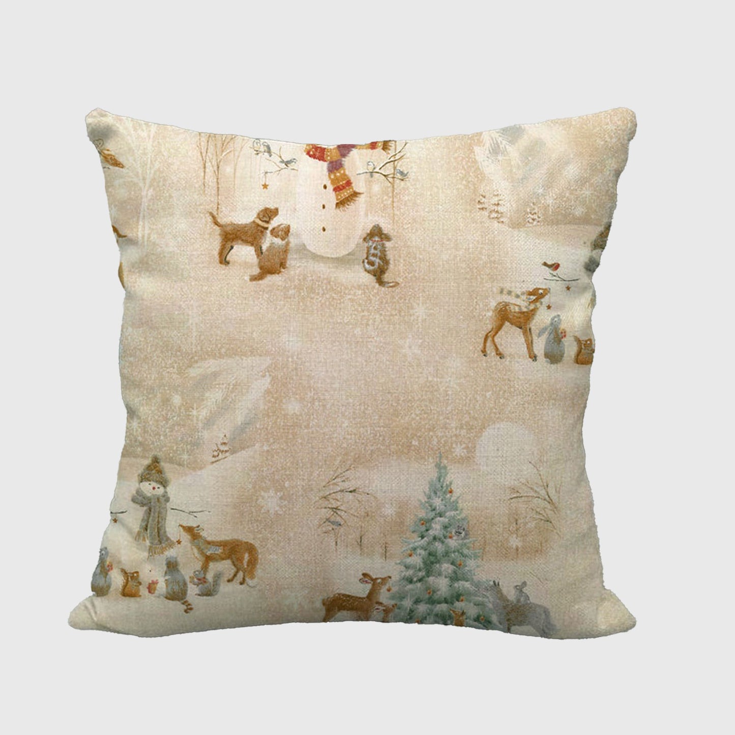 Vintage Winter Throw Comfortable Pillow Cover 18x18in