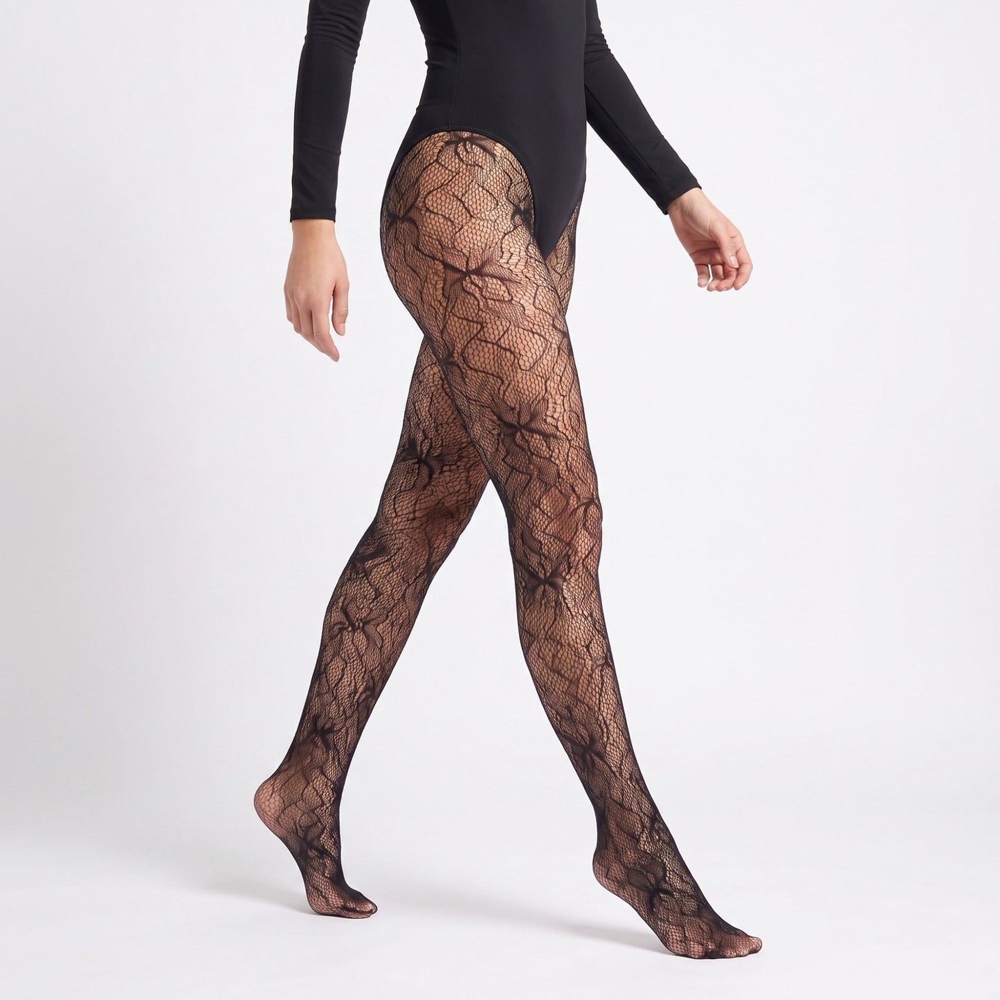 2-Piece Floral Lace Fishnet Tights