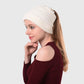 Ponytail Beanie Hats - Acrylic Knit Stretchable Messy Bun Skull Cap for Winter & Casual Wear