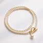 Women's Pearl Beaded Necklace with Front Toggle Clasp and Drop Pearl Pendant