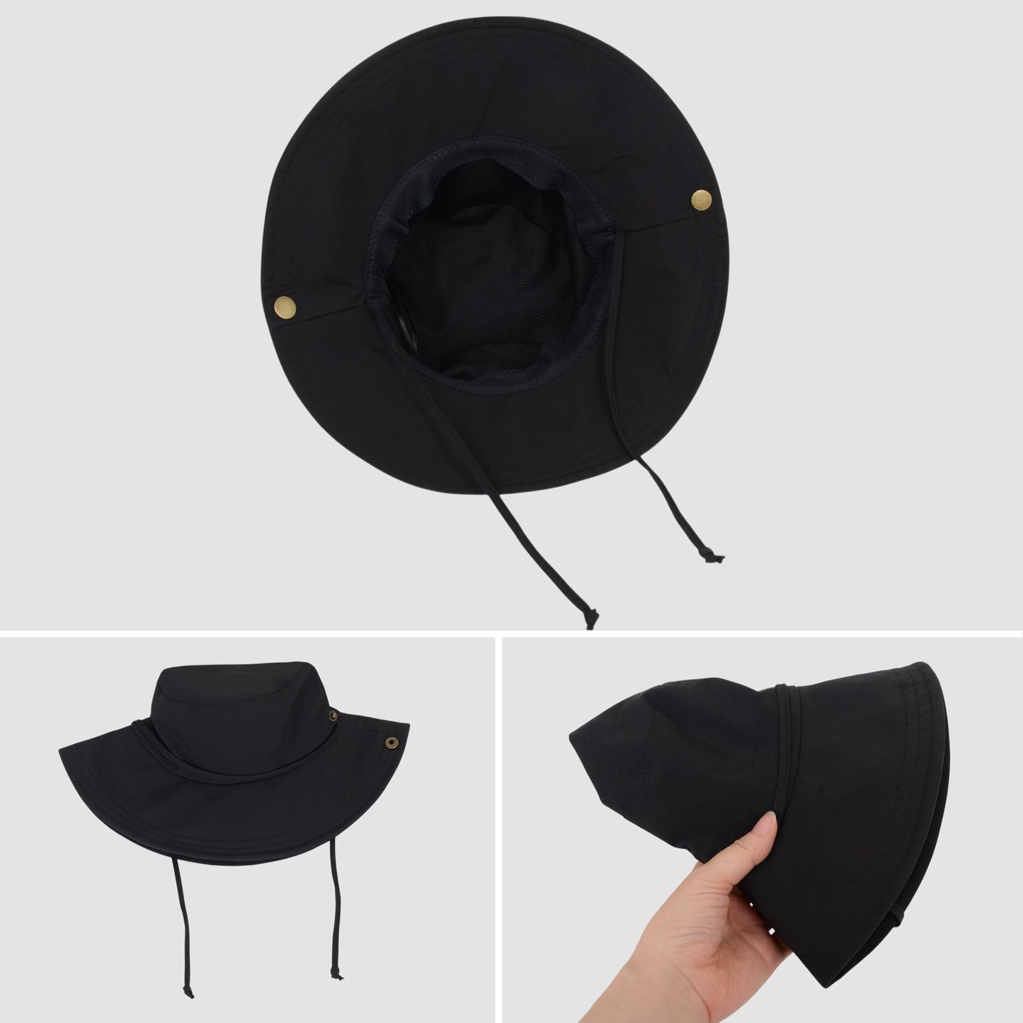 Foldable Wide Brim Bucket Hat with Chin Strap for Sun Protection and Outdoor Hiking Travel Beach Adventures