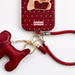 Dachshund Phone Case Wristlet Set Dog Charm Tassel Polka Dot Decorative Cover