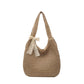 Women's Crochet Woven Hobo Shoulder Bag with Lace Bow Accent and Lined Interior