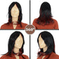 Women's Long Layered Straight Wig Synthetic Hair Fiber with Layered Bangs and Natural Highlights