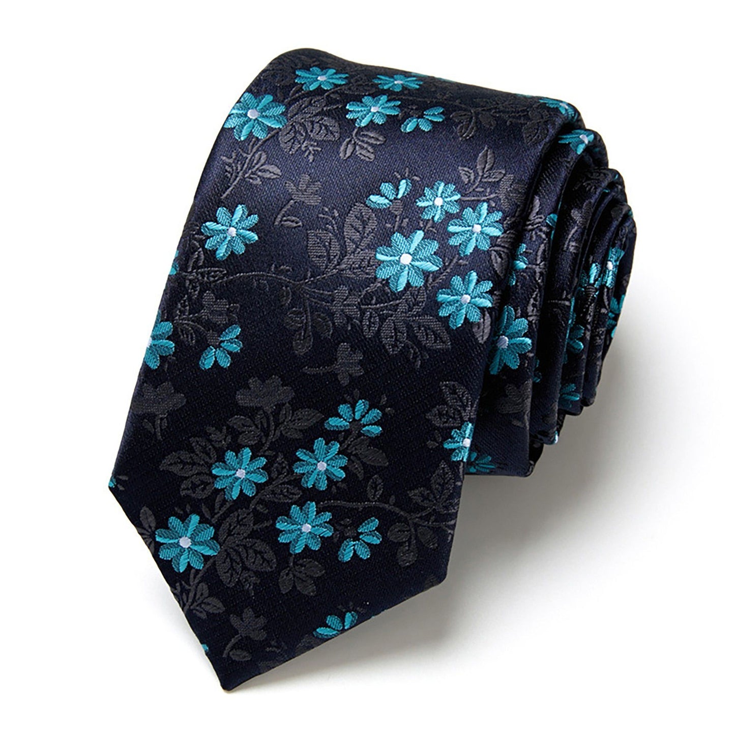 Men's Floral Print Tie with Woven Botanical Pattern and Classic Tapered Design