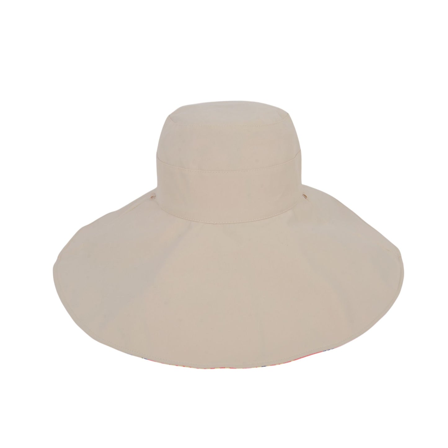 Wide Brim Floppy Sun Hat with Colorful Printed Underside UV Protection Lightweight Foldable Design for Outdoor Use