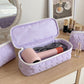 Heart Quilted Travel Makeup Bag with Carry Handle
