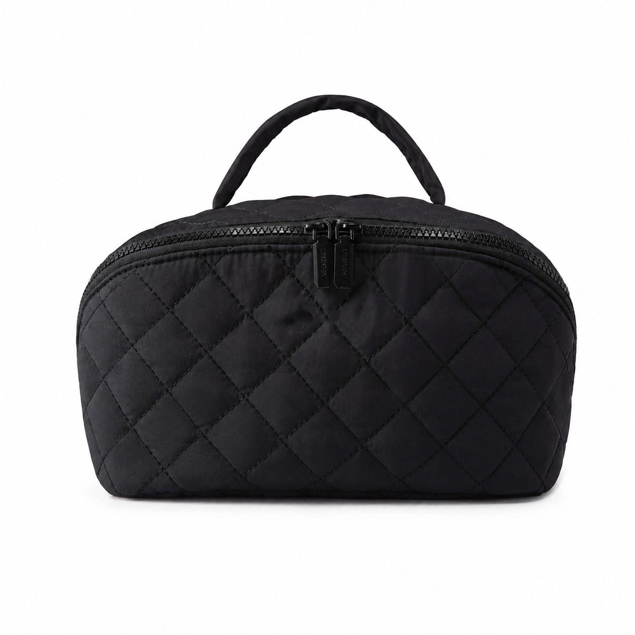 Quilted Makeup Bag Organizer with Handle Large Capacity Cosmetic Storage Case 2 Piece Set
