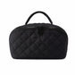 Quilted Makeup Bag Organizer with Handle Large Capacity Cosmetic Storage Case 2 Piece Set