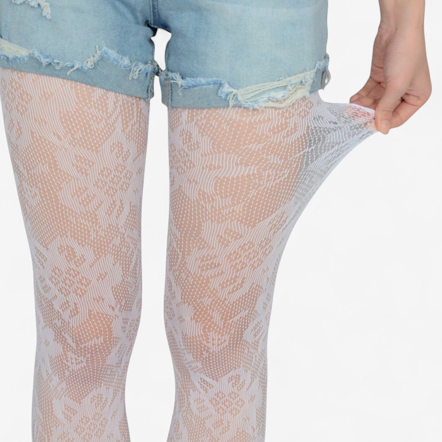 2-Pair Floral Lace Pattern Sheer Tights with Stretch Fit Suitable Height 5'1-5'8