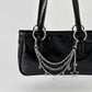 Star Chain Bag Charm with Layered Silver Tone Chains Clips and Hanging Star Pendants